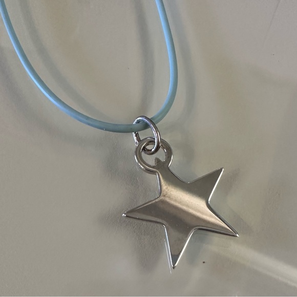 Tiffany & Co. Jewelry - Super Rare Tiffany & Co. Silver Star Charm/Pendant on Blue Rubber Cord Necklace